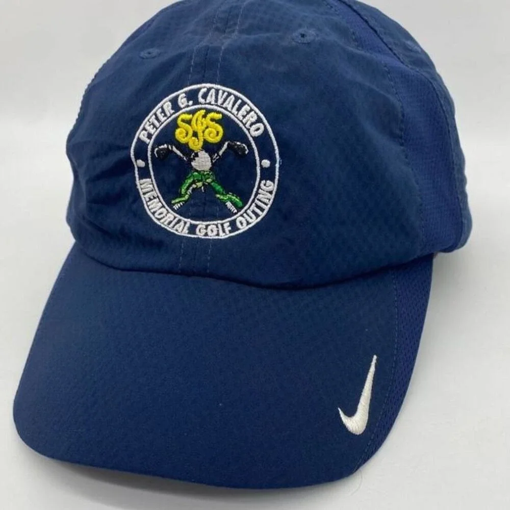 Nike Golf Hats Adult OSFA Navy Blue Swoosh Athletic Golfer Strap Back Sports Men
